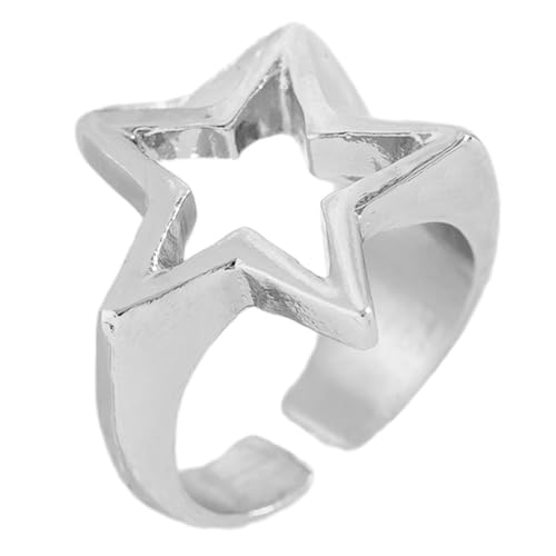 JSGHGDF Mode Geometrische Sternverstellbare Fingerringe Schmuck Vintage Ästhetik Y2K Accessoires Party Charme Frauen von JSGHGDF