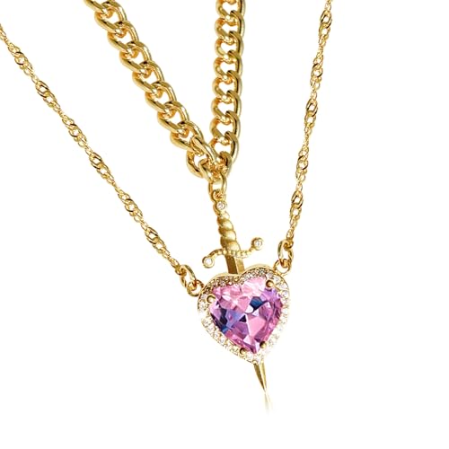 JSGHGDF Mode Herz Und Schwerter Halskette Verstellbarer Kettenhalle Trendypaar Schmuck Für Tägliche Verschleiß Oder Partys Täglicher Kette Halskette von JSGHGDF