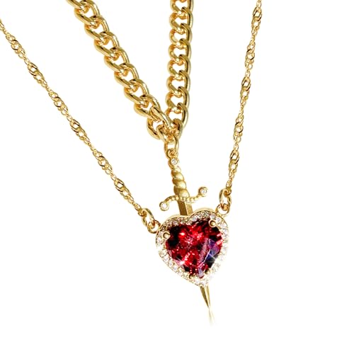 JSGHGDF Mode Herz Und Schwerter Halskette Verstellbarer Kettenhalle Trendypaar Schmuck Für Tägliche Verschleiß Oder Partys Täglicher Kette Halskette von JSGHGDF