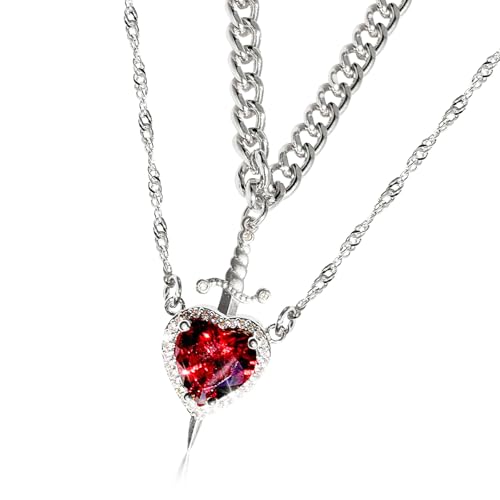 JSGHGDF Mode Herz Und Schwerter Halskette Verstellbarer Kettenhalle Trendypaar Schmuck Für Tägliche Verschleiß Oder Partys Täglicher Kette Halskette von JSGHGDF