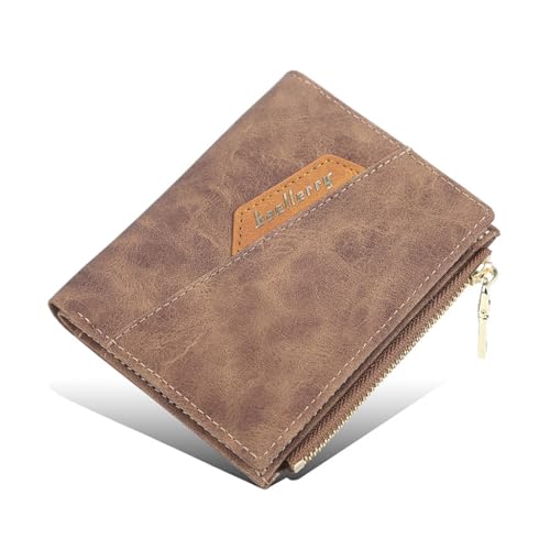 JSGHGDF Modische Geldbörse für Herren, kleine Geldbörse mit mehreren Kartenfächern, Geldbörse, kurze Geldbörse mit Tasche, braun von JSGHGDF