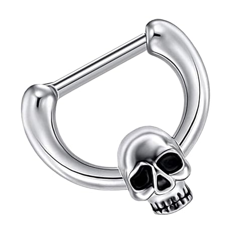 JSGHGDF Nasenpiercing aus robustem 316L-Edelstahl mit Totenkopf-Motiv, einzigartige Nasenstecker für Musikfestivals und Partys, Edelstahl von JSGHGDF