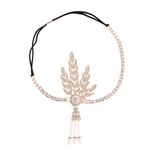 JSGHGDF Perlen-Stirnband inspiriertes Blatt für simuliertes 1920er-Jahre-Schmuck-Set, Kostümzubehör von JSGHGDF