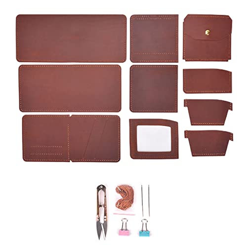 JSGHGDF Retro Handgefertigte Geldbörse Leder Kleine Geldbörse Kartenhalter Geld Tasche Handwerk Werkzeug, braun von JSGHGDF