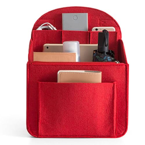 JSGHGDF Rucksack-Organizer-Einsatz, kleine Tasche, Trennwand, Schultertasche, Handtasche, Filzeinsatztasche, großer Rucksack, Damengeldbeutel, Einsatztasche, rot, L von JSGHGDF