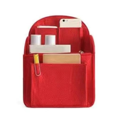 JSGHGDF Rucksack-Organizer-Einsatz, kleine Tasche, Trennwand, Schultertasche, Handtasche, Filzeinsatztasche, großer Rucksack, Damengeldbeutel, Einsatztasche, rot, S von JSGHGDF