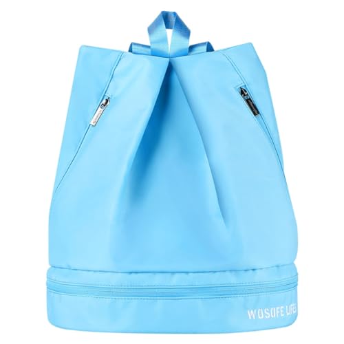JSGHGDF Schuhtasche Rucksack Groß Sport Turnbeutel mit Schuhfach Wasserdicht Reisetasche Sackpack für Damen Herren, himmelblau von JSGHGDF