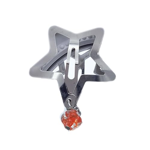 JSGHGDF Stern-Haarspange mit Herz-Perlenanhänger, einzigartige sternförmige Pony-Clip, modisch und elegant, hohle Haarspange, Metallklemme von JSGHGDF