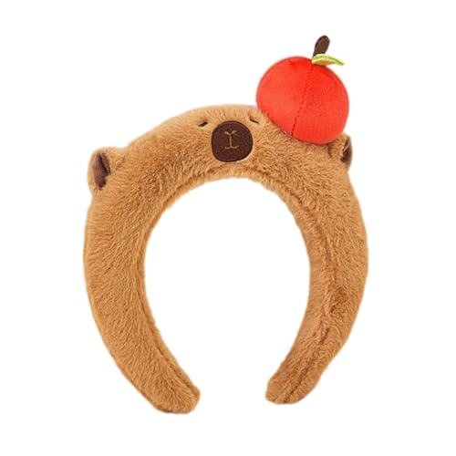 JSGHGDF Teens Cartoon Capybara Shape Headband Adult Plush Headpiece for Makeup Wash Face Sports Headband Anti Hair Slip von JSGHGDF