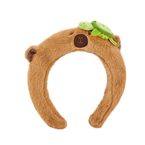 JSGHGDF Teens Cartoon Capybara Shape Headband Adult Plush Headpiece for Makeup Wash Face Sports Headband Anti Hair Slip von JSGHGDF