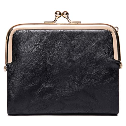JSGHGDF Vintage Damen kurze Geldbörse PU Geldbörse Kreditkartenetui Mode Geldbörsen Business Geldbörse für Mädchen, Schwarz von JSGHGDF