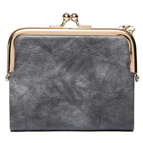 JSGHGDF Vintage Damen kurze Geldbörse PU Geldbörse Kreditkartenetui Mode Geldbörsen Business Geldbörse für Mädchen, grau von JSGHGDF