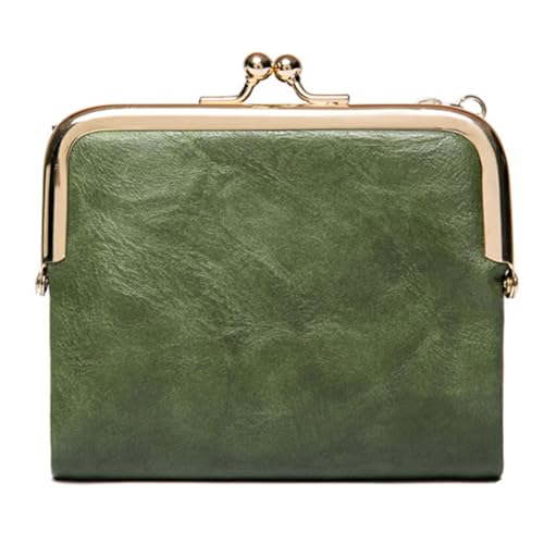 JSGHGDF Vintage Damen kurze Geldbörse PU Geldbörse Kreditkartenetui Mode Geldbörsen Business Geldbörse für Mädchen, grün von JSGHGDF