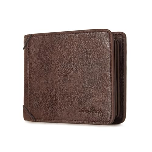 JSGHGDF Vintage Geldbörse PU Geldbörse Kreditkartenetui für Herren Geldtasche Kurze Geldbörsen Tasche, dunkelbraun von JSGHGDF