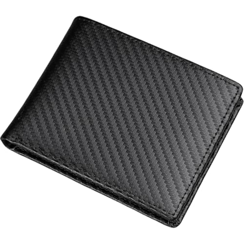 JSGHGDF Vintage Herren Business Leder blockierende Geldbörse mit Tasche und Kartenfächern Kurze Geldbörse für Männer Tasche, Carbonfaser-Struktur von JSGHGDF