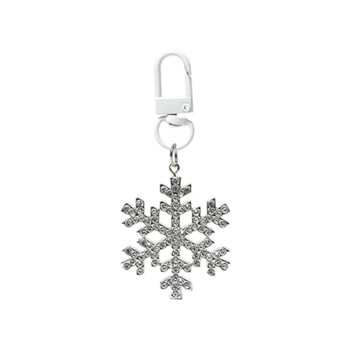 JSGHGDF Zierlicher Schneeflocken-Schlüsselanhänger, funkelnder Strass-Anhänger, Schlüsselanhänger für Damen, Kopfhörerhüllen und Schlüssel, Große Schneeflocke, One size von JSGHGDF
