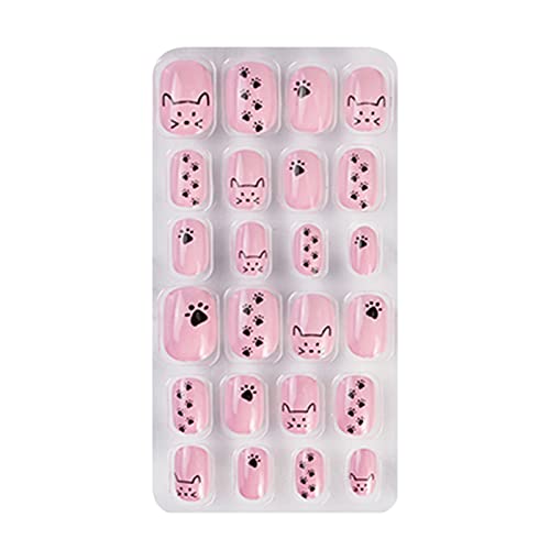 Künstliche Fingernägel für Kinder, Teenager, kurze Süßigkeiten-Nagelspitzen, Mädchen, Kinder, Cartoon-Nägel, drücken Sie auf kurze süße Weihnachtsnägel, drücken Sie auf Kinder von JSGHGDF
