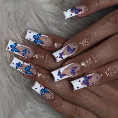 Künstliche Nägel zum Aufdrücken, Sarg, Acryl, volle Abdeckung, künstliche Klebstoffe, für Frauen und Mädchen, zum Aufkleben von JSGHGDF