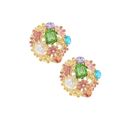 Modische Blumen-Ohrstecker aus Legierung mit Strasssteinen, leicht und bequem, Ohr-Accessoire für den täglichen Gebrauch von JSGHGDF