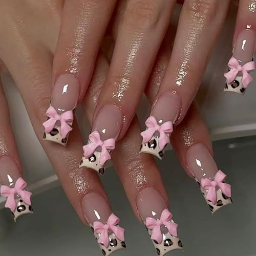 Press On Nails French Tip Square Nails Tips Designs Fake Künstliche Acryl Vollabdeckung Acryl Falsche Kleber auf Nagel für Frauen Klar von JSGHGDF