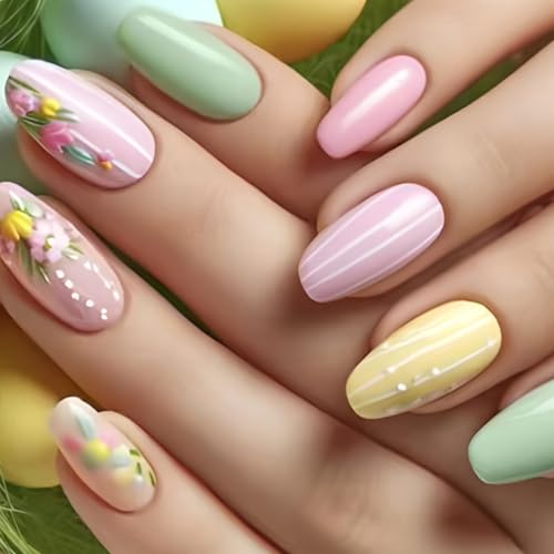 Press on Nails Ballerinas Sarg Kunstnägel French Full Covers Acryl Falsches Design Fake für Frauen und Mädchen Stick On Nail von JSGHGDF