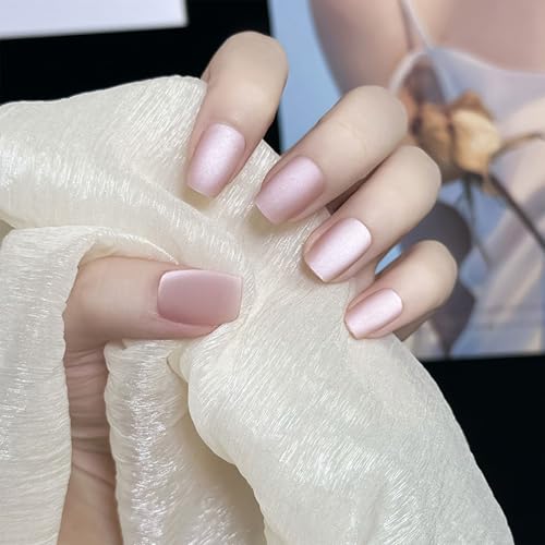 Press on Nails Square Fake Nails Gradients Matte Stick On Natural Full Covers False Acrylic Glues Women Press Nail Sarg Mandel French Tip Nail von JSGHGDF