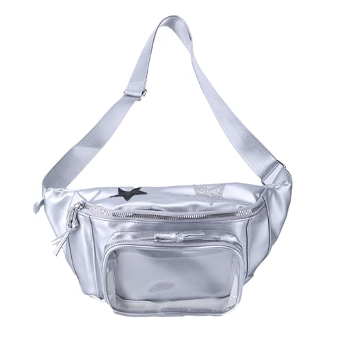 Umhängetasche im japanischen Stil, für Mädchen und Frauen, schöne Itabag Geldbörsen und Handtaschen, transparente Brusttasche, modische Hüfttasche, silber von JSGHGDF