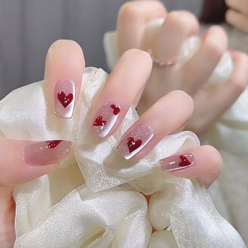 Valentinstag Press on Nails Girl Full False Nails Heart Falsche Nägel Valentines Falsche Nägel Künstliche Nägel von JSGHGDF