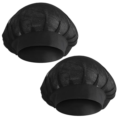 JSKWIKE 2 Pcs Kochmützen Kochmütze für Küche Kochen Chef Hut Verstellbar Catering Service Haarnetz Küche Wiederverwendbare Mesh Dining Beanie Kochhaube Damen Herren Schwarz von JSKWIKE