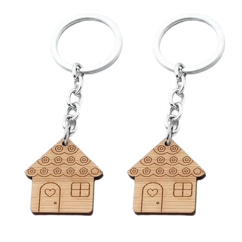 JSKWIKE 2 Pcs Mini Schlüsselbund In Form Holz Haus Kleine Haus Geformt Schlüsselbund Für Schlüsselbund von JSKWIKE