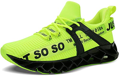 JSLEAP Herren Laufschuhe Sportschuhe Straßenlaufschuhe Sneaker Herren Tennisschuhe Fitness Schuhe(2 Leuchtendes Grün,Größe 41 EU/255 CN) von JSLEAP