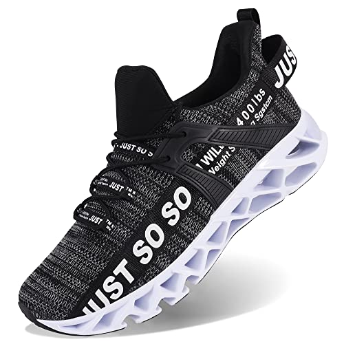 JSLEAP Herren Sneaker Laufschuhe Herren Turnschuhe Sportschuhe Walkingschuhe Running Tennis Leichtgewichts Atmungsaktiv Schuhe 1c-Gestreifte weiße Sohle,Größe 45 EU/275 CN von JSLEAP