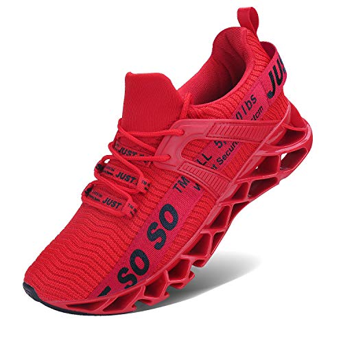 JSLEAP Herren Sportschuhe Laufschuhe Turnschuhe Schuhe Straßenlaufschuhe Tennisschuhe Sneaker 2 Rot,43 EU/265 CN von JSLEAP