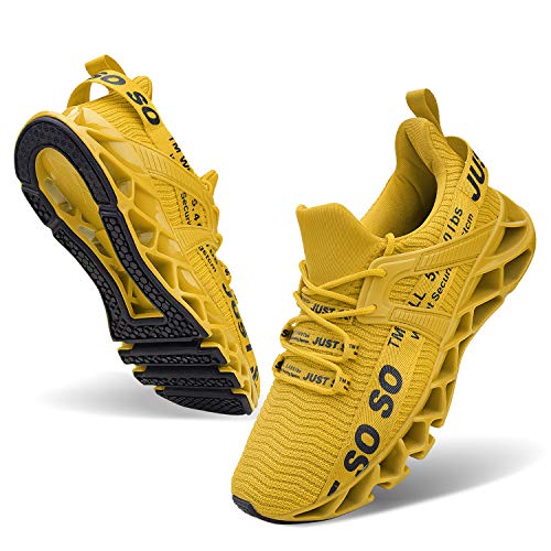 JSLEAP Laufschuhe Herren Sportschuhe Laufschuhe Turnschuhe Leichte Atmungsaktiv rutschfeste Sportschuhe Gym Fitness Outdoor Schuhe Fashion Straßenlaufschuhe Gelb，45 EU/275 CN von JSLEAP