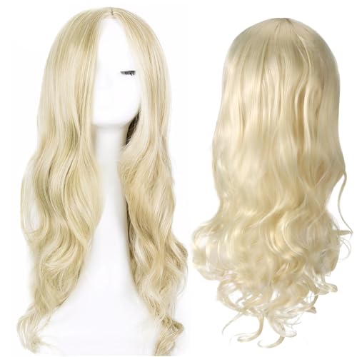 Charmante Perücke für Frauen & Mädchen 27’’ Lange Gewellt Blond Perücke mit Tägliche Karneval Fasching-Look, Hitzebeständig 230°C für Alltag, Cosplay & Partys von JSMTKJ