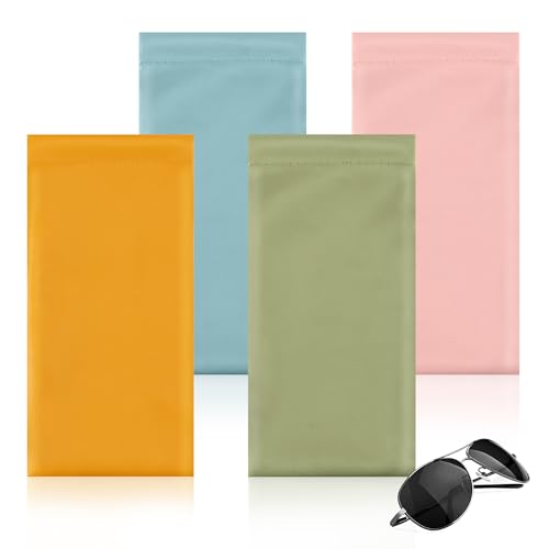JSMTKJ 4-Pack Brillenetui - Wasserdicht & Stoßfest aus Weichem PU-Leder | Kompaktes Design, Wiederverwendbar | Unisex für Damen und Herren, Ideal für Reise und Alltag von JSMTKJ