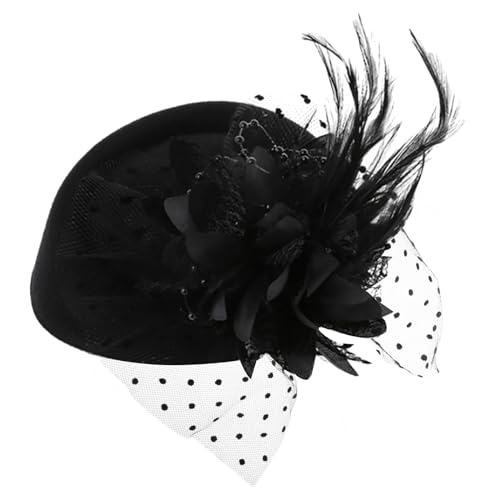Vintage Fascinators Hut 20er 50er Schleier Blume Federkleid Kopfschmuck Fascinator Hochzeitshut Mesh Gesichtsschleier Tea Party Kopfbedeckung für Frauen und Mädchen von JSMTKJ