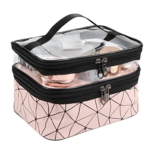 Kulturbeutel Doppelschichtige Kosmetiktasche Transparent Große Reise Makeup Tasche Organizer Waschtasche Bag Case Organizer für Damen und Mädchenn von JSMTKJ