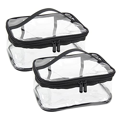 Transparent Kulturbeutel 2 Stück Wasserdicht PVC Kosmetiktasche Reise Make-Up Organizer Tasche mit ReißVerschluss Für Männer und Frauen von JSMTKJ