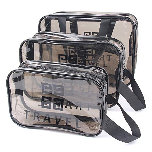 Transparent Kulturbeutel 3 Stück Wasserdicht PVC Kosmetiktasche Reise Make-Up Organizer Tasche mit ReißVerschluss Für Männer und Frauen, 3 Größen von JSMTKJ