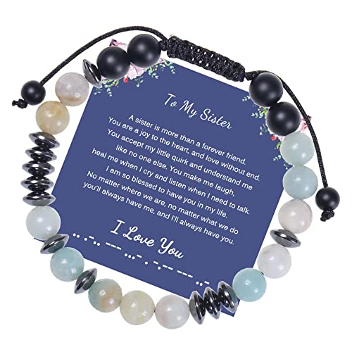 JSNOM Armband Geschenk für Damen Geburtstag: Weihnachten Inspiration Armbänder Morse Code Schmuck mit Geschenkbox und Papier für Tochter Schwester Enkel Mutter (Sister) von JSNOM