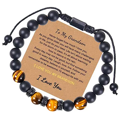 JSNOM Armband Geschenk für Männer Papa: Weihnachten Inspiration Armbänder mit Geschenkbox und Karte, Geburtstag Schmuckgeschenke für Bruder Sohn Ehemann Herren (Grandson) von JSNOM