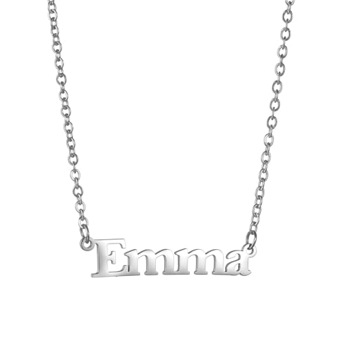 JSNOM Namenskette HalsKette Damen Silber: Kette Schmuck mit Namen Anhänger, Geburtstag Valentinstag Weihnachten Geschenke für Freundin Mutter Tochter Mädchen Frauen (Emma) von JSNOM