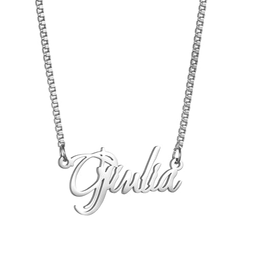 JSNOM Namenskette HalsKette Damen Silber: Kette Schmuck mit Namen Anhänger, Geburtstag Valentinstag Weihnachten Geschenke für Freundin Mutter Tochter Mädchen Frauen (Giulia) von JSNOM