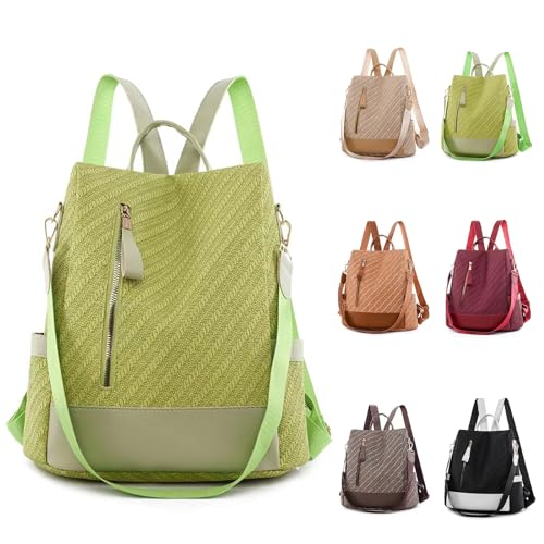 JSNOM Rucksack Damen Klein Lederrucksack: Cityrucksack Wasserdicht Rucksäcke Daypacks Elegant Rucksackhandtaschen PU Leder Tagesrucksack für Frauen (Grün) von JSNOM