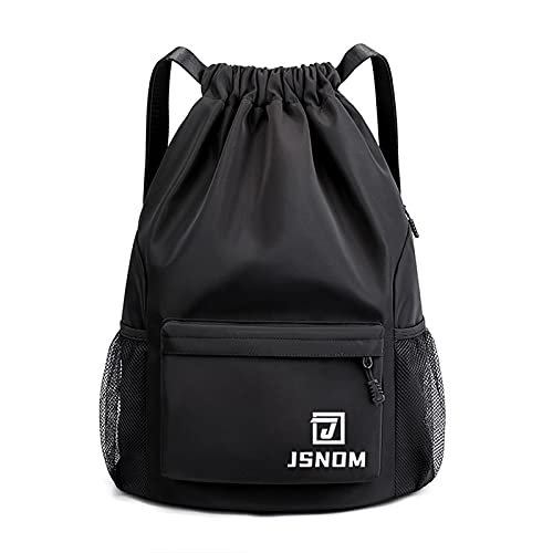 JSNOM Turnbeutel Kordelzug Wasserdicht Sportbeutel: Beutel Rucksack Groß mit Reißverschluß Innentasche Gymsack Gym Bag für Damen Herren von JSNOM