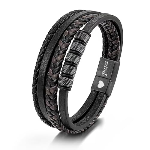 JSNOM Vatertagsgeschenke für Papa Geschenk Armband: Schmuck Geflochten Leder Weihnachten Geburtstagsgeschenk, Lederarmband Papa Geschenk Vatertag (21CM, Schwarz) JSNOM Vatertagsgeschenke für Papa Geschenk Armband: Schmuck Geflochten Leder Weihnachten Geburtstagsgeschenk, Lederarmband Papa Geschenk Vatertag (21CM, Schwarz) von JSNOM