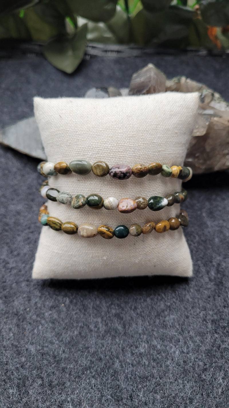 Ozeanjaspis Nugget-Edelsteinarmband von JSRKristalle