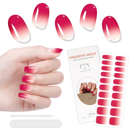 JSRQT 20 Stück UV Nagelfolie Selbstklebend, Solide Farbe Gel Nagellack Aufkleber für Frauen Mädchen, Halbgehärtete Gel Nagelaufkleber UV Streifen Stickers, Fingermaniküre Dekoration von JSRQT