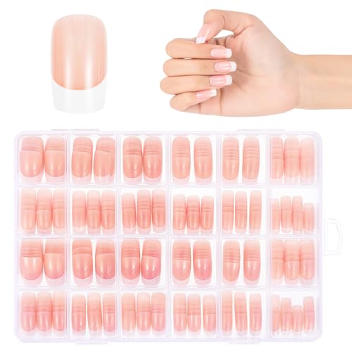 JSRQT 360 Stück Künstliche Nägel French Nails Medium Rechteckig Falsche Nägel Fake Nails Natürliche DIY False Nails False Nail Tips mit Nagelfeile Press on Nails Künstliche für Damen und Frauen von JSRQT
